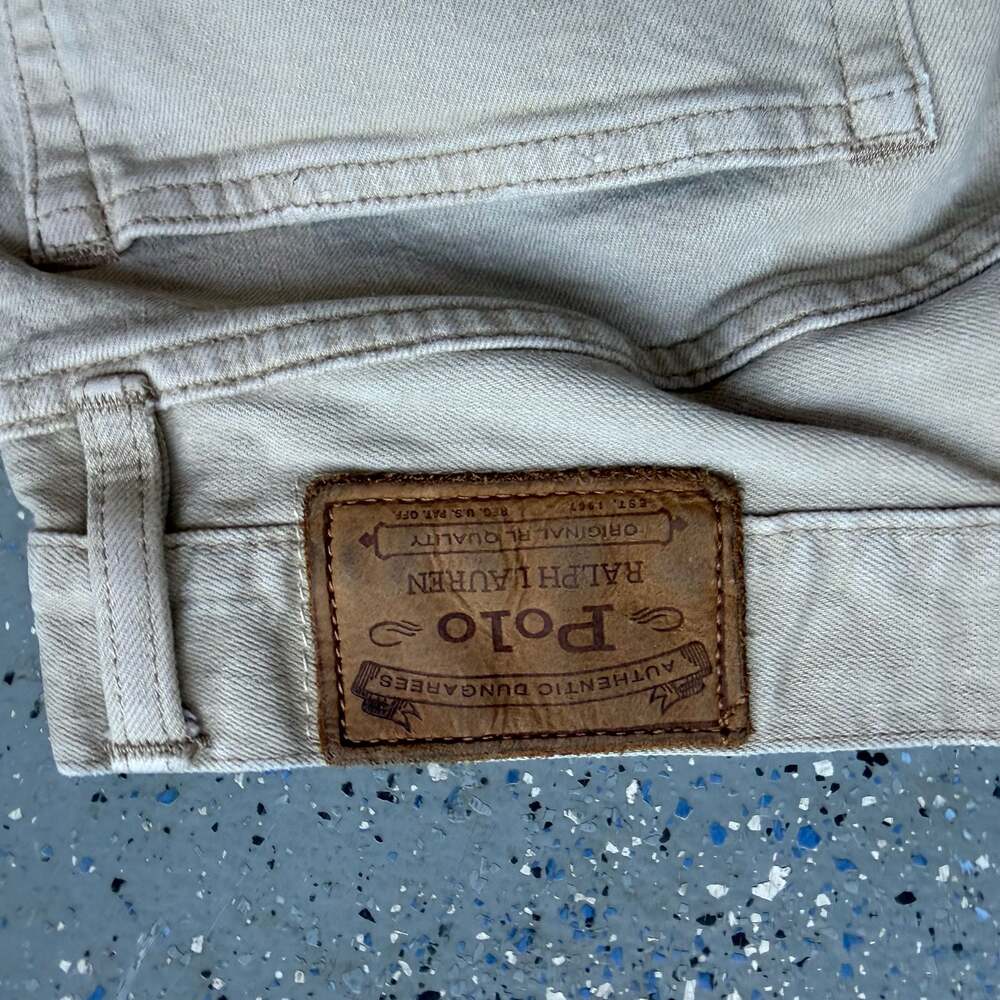 Polo Ralph Lauren Authentic Dungarees Beige Denim Jeans - Picture 3 of 8
